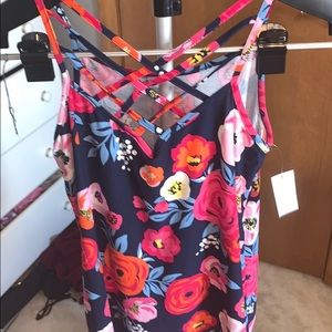 Floral Tank top with crossed neck line